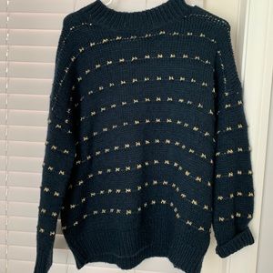 Navy and gold stitched sweater